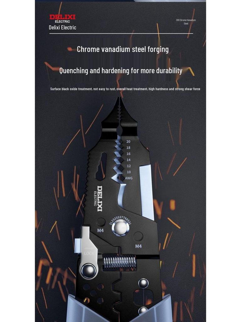 Delixi Electrician Multifunction Wire Strippers: Skinning, Crimping, Wrapping, Cutting Pliers