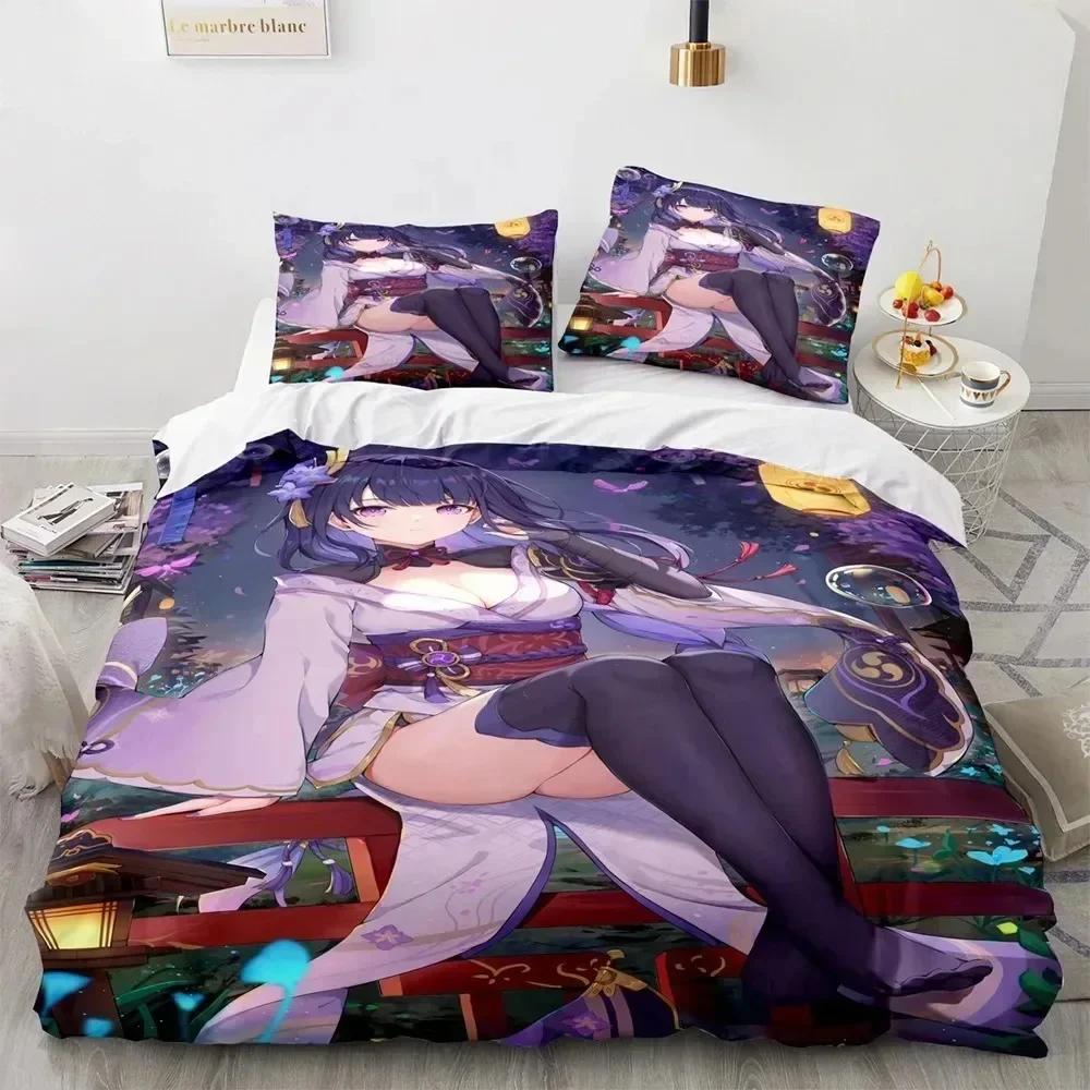Anime Game Genshin Impact Ganyu Bedding Set Duvet Cover Bed Set Quilt Cover Pillowcase Comforter king Queen Size Boys Adult