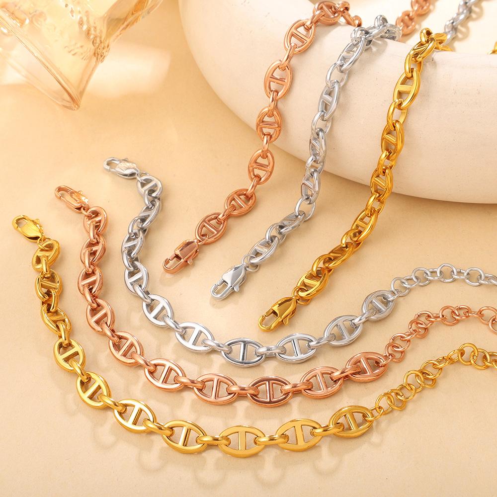 European and American Multi-color Simple Personalized Collarbone Chain Bracelet Trend Versatile Design Jewelry Set