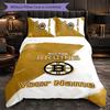 Set Biancheria da Letto Personalizzato Boston Bruins con Nome Testo, 1 Copripiumino & 2 Federe, Regalo Personalizzato per Camera da Letto
