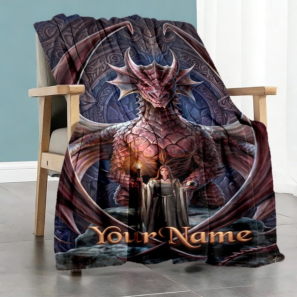 Gothic Illustrations Customize Your Name Blanket Multi-purpose Customizable Blanket Soft Warm Cozy Great for Picnics Office Chair Couch All-Season Use