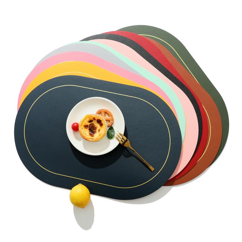 1pc PU Placemats Dining Table Waterproof Heat-Resistant Non-Slip Table Mat Nordic Style Cup Mat Washable for Dining
