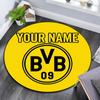 Custom Name,Borussia Dortmund Pattern Round rug,Carpet Rug for Living Room Bedroom Playroom ,Non-slip Floor Mat,Holiday Gifts and Birthday Gifts.
