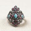 2026 Eco-friendly Alloy Retro Enamel Flower Ring with Rose Red Diamond