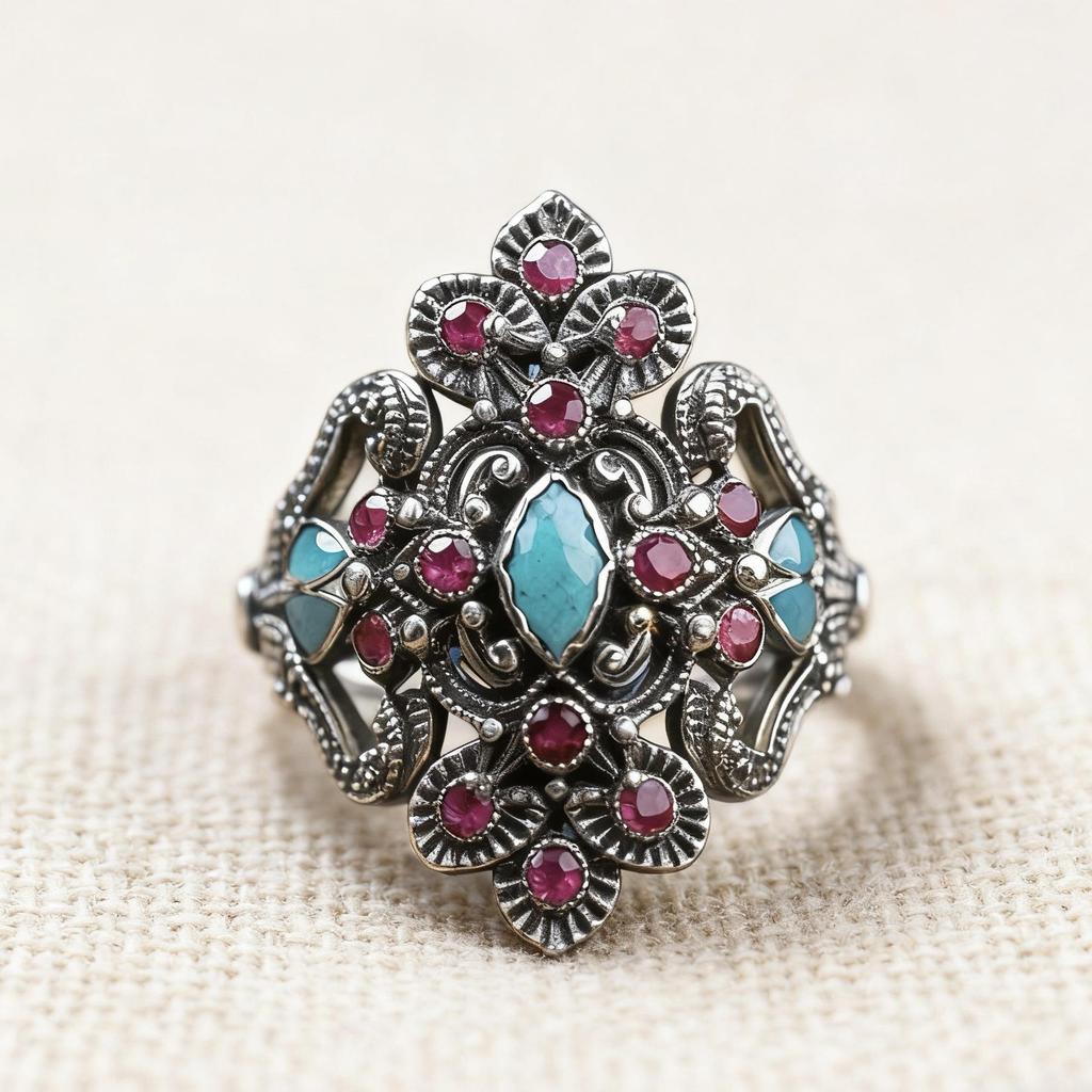 2026 Eco-friendly Alloy Retro Enamel Flower Ring with Rose Red Diamond