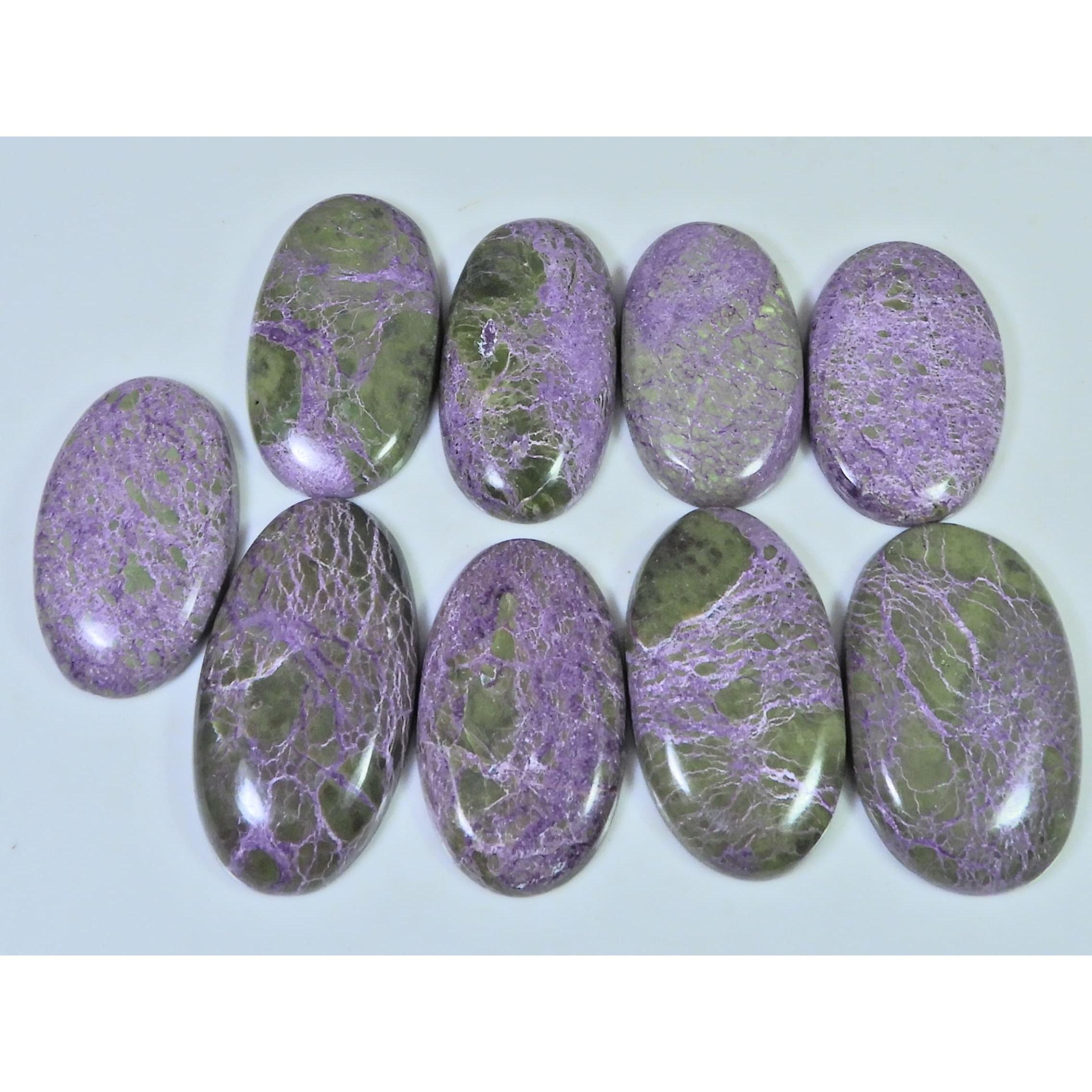 300Cts. Natural Stichtite Oval Shape Cabochon Loose Gemstone 09 Pcs Lot C-1214