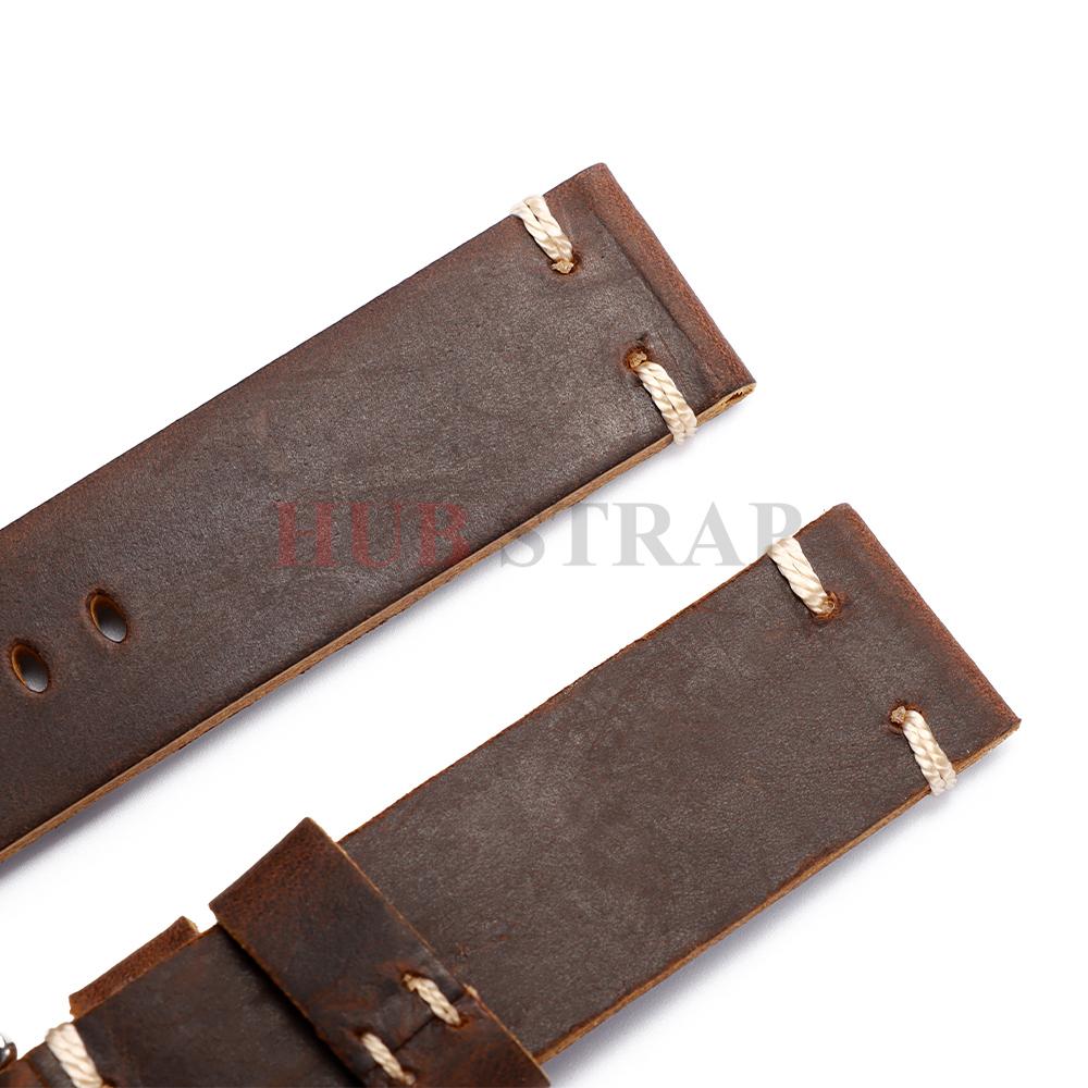 18mm 20mm 22mm 24mm 26mm Bracelet de Montre Vintage en Cuir de Vache Coutures Faites à la Main Bracelet en Cuir pour Panerai pour Montre Connectée Seiko Bracelet de Poignet