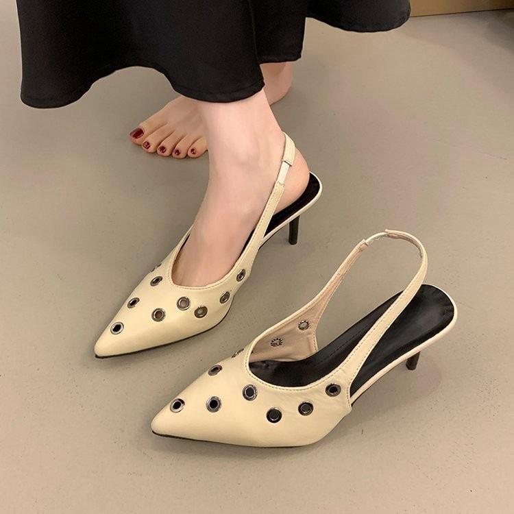 French Temperament High-end Sense with Skirt Bag Head Sandals Fairy Shoes Spring and Summer Pointed High Heels Evening Single Shoes