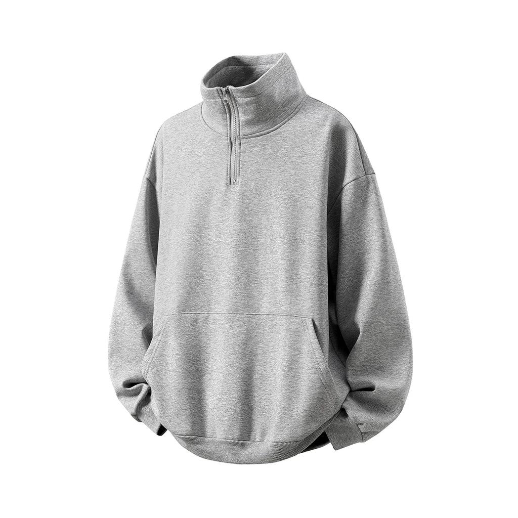 2026 Spring Men Stand Collar Hoodies Men Korean Fashion Pullover Man Loose Jacket Man Streetwear Soild Color Sweatshirt