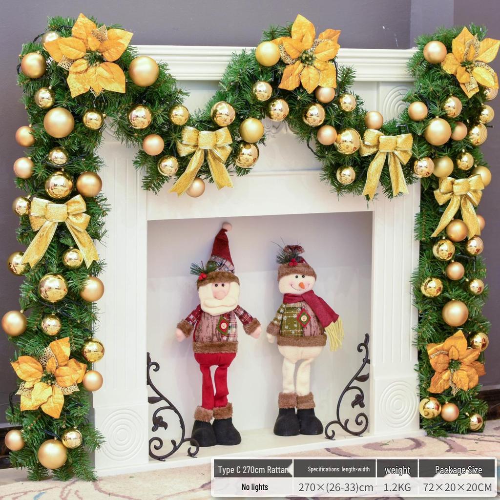 Christmas Glimmer: Garland Set for Tree, Window, and Fireplace with Flocked Leaf Ornaments