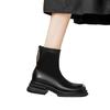 Flache Schornsteinstiefel, Damenschuhe, Herbst und Winter Fleece Warme Knöchelhohe Stiefel, Weiches Leder Baumwollstiefel