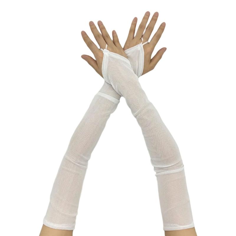 Long Fingerless Tulle Mesh Gloves for Women Elegant Bridal Sheer Arm Sleeves for Operas and Cosplay Theme Party 1920s