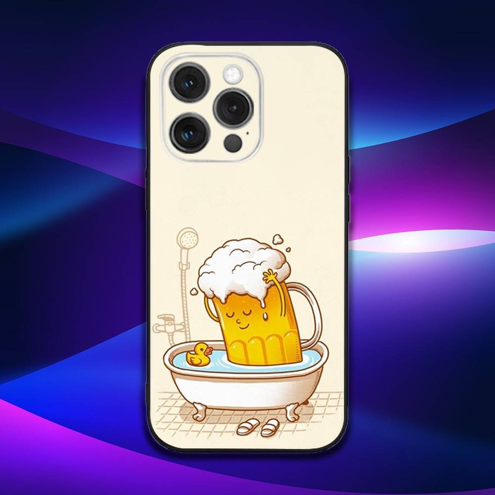 Beer Print Phone Case For iPhone 17,16,15,14,13,12,11,Pro,Max,Plus,X,XS,SE4,E,Mini,Soft Black Case