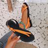 In-Stock 2025 Summer Women's Plus Size Flat Roman Toe Post Sandals - European & American Style Beach Shoes