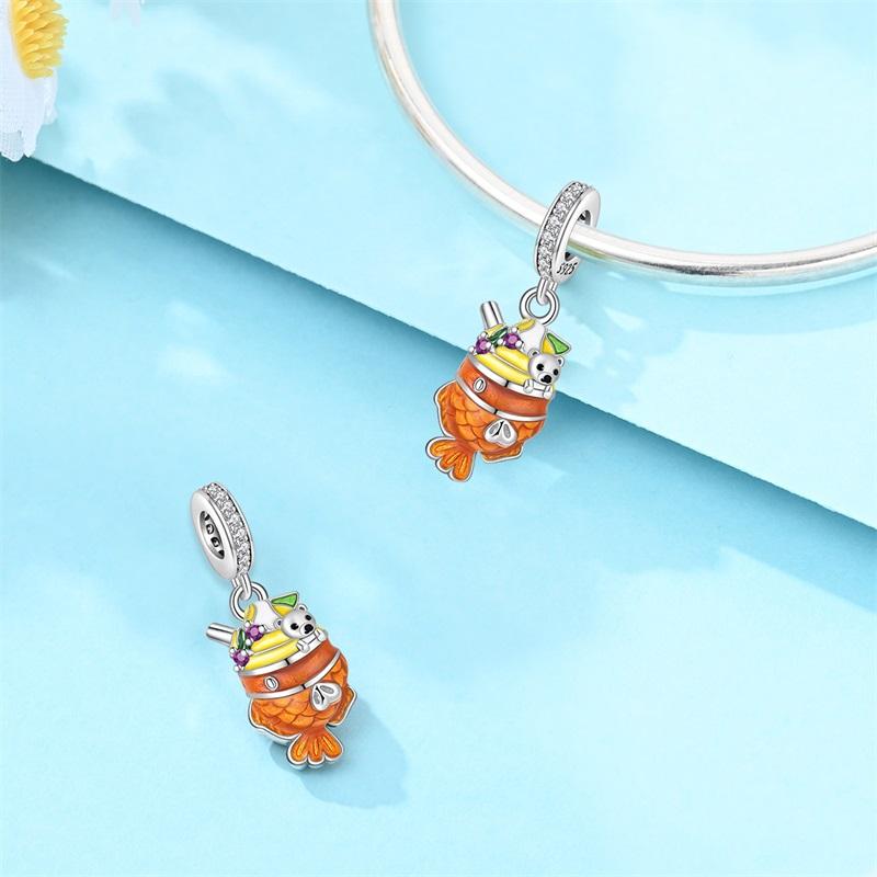 925 Silver Afternoon Tea Coffee Cup Cat Dessert Cake Charms Beads For Women Fit Bracelet DIY Jewelry Gifts