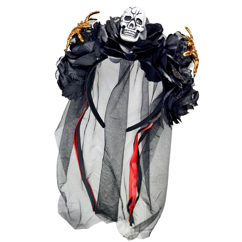 Halloween Headwear Spider Ghost Head Flower Ribbon Headdress For Women Girls Kids Cosplay Clothing Accessory