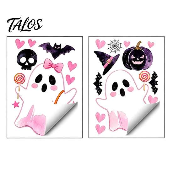 Ghost Themed Party Supplies 2 Sheets Halloween Cartoon Window Cling, Spooky Decorative Glass Sticker Sticker, Waterproof Static Decal for Holiday Room