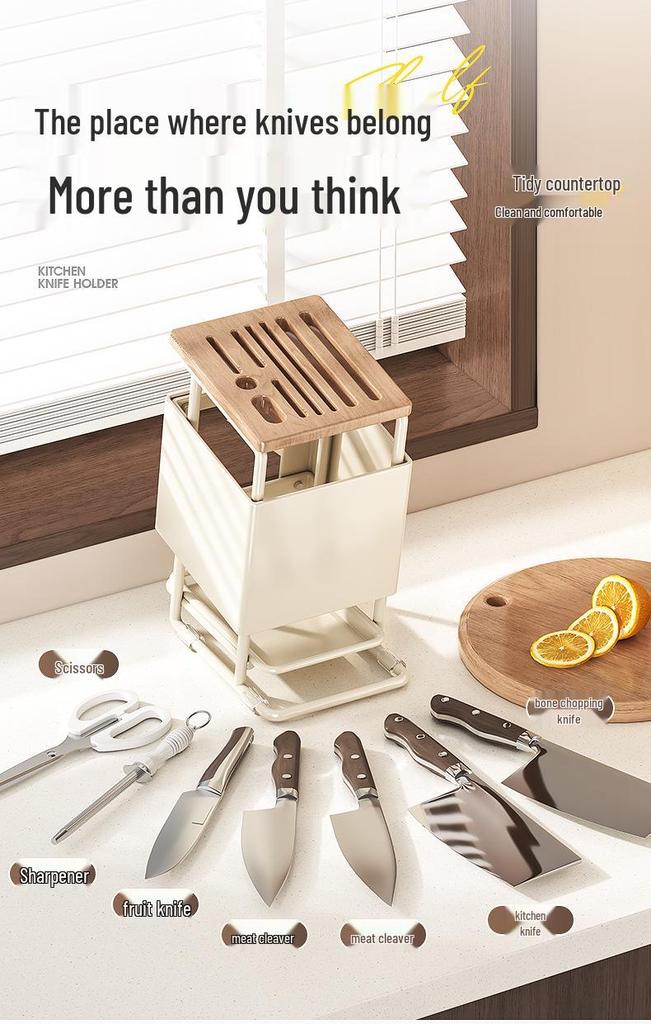 Anti-Mold Multifunctional Knife Holder and Kitchen Countertop Storage Rack