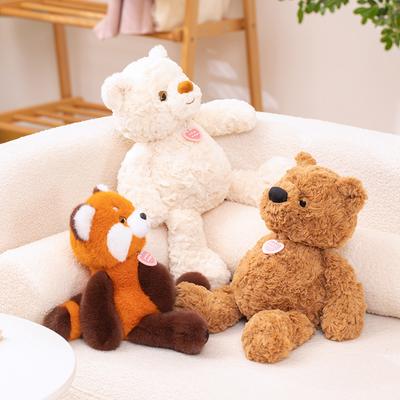 Super Soft Lazy Fluffy Cartoon Stuffed Animals Plushie Raccoon White Brown Bear Throw Pillow Birthday Gift