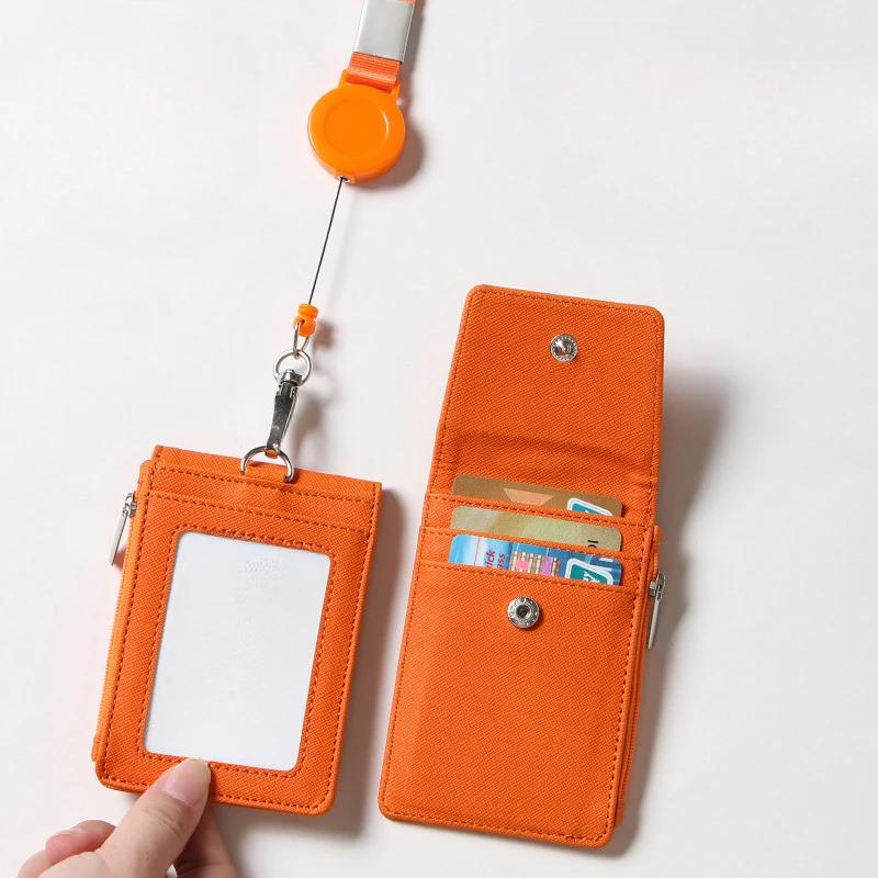 Multifunctionele Kaarthouder met Lanyard Intrekbare PU Lederen ID Lanyard Naamplaatje Sleutelhanger Kaarttas Kantoorbenodigdheden