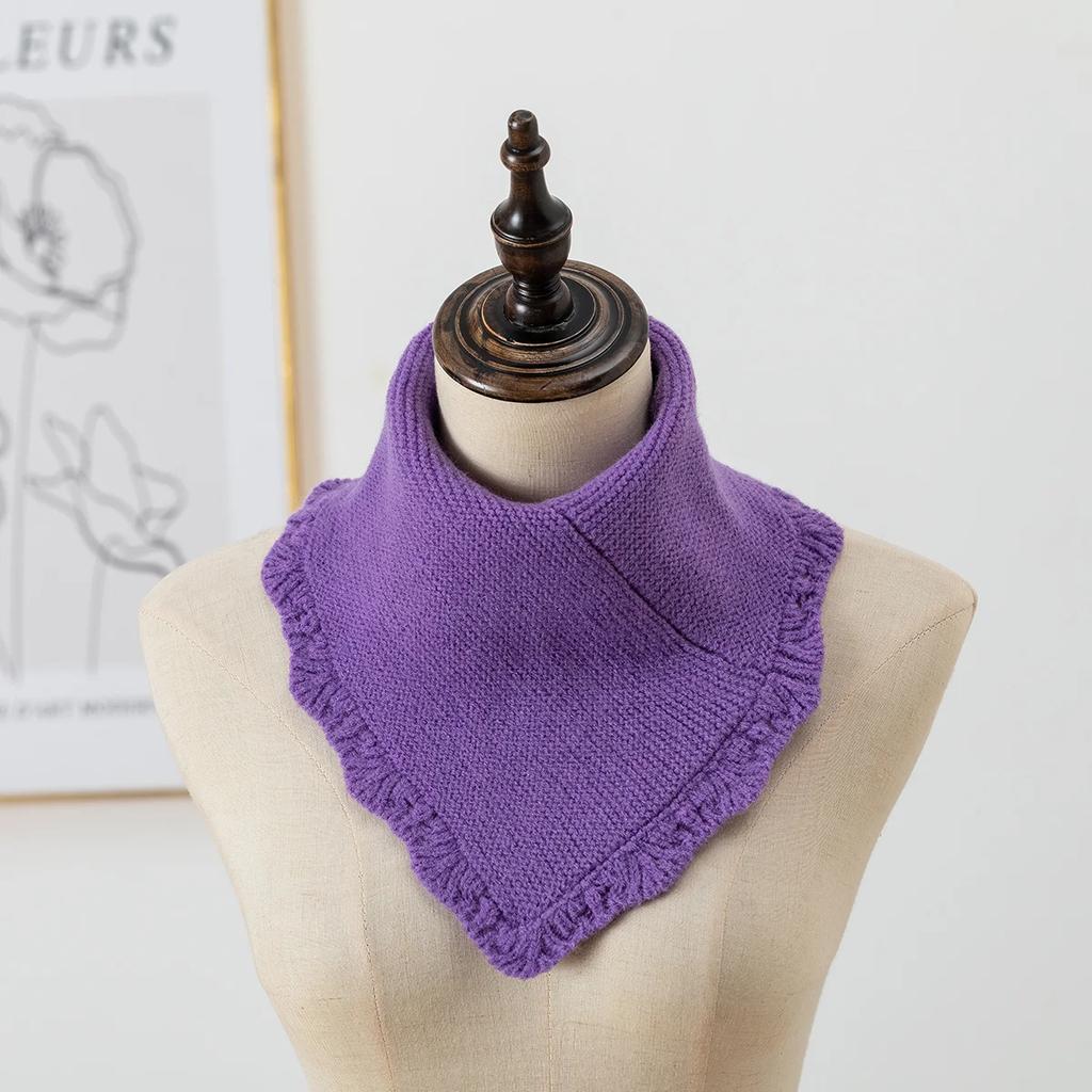 Thick Winter Warm Ring Scarf Women Solid Knitted Striped Collor Neckerchief Outdoor Ski Full Mask Woolen Yarn Bufanda Muffler