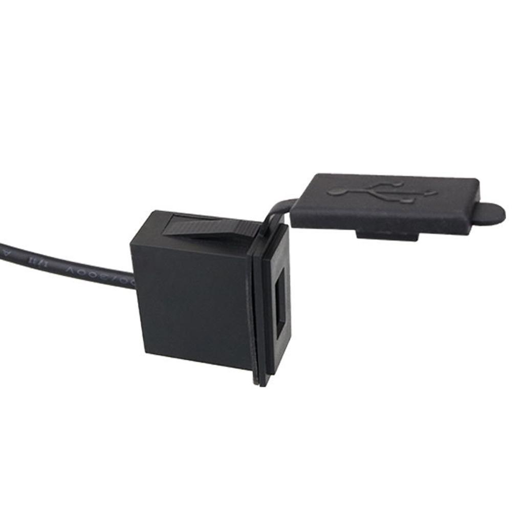 Billader 12/24V Stikkontakt 2.4A Adapter Enkel USB Firkantet Form Vanntett Strømadapter Bryter For Bil Sikkerhetsbeskyttelse