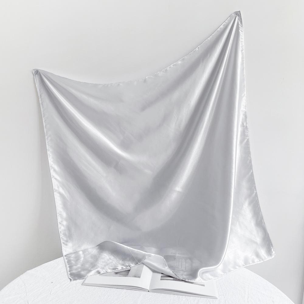 Fashionable New Versatile Headscarf Large Square Scarf Solid Color Scarf Women'S Simulated Silk Satin Scarf