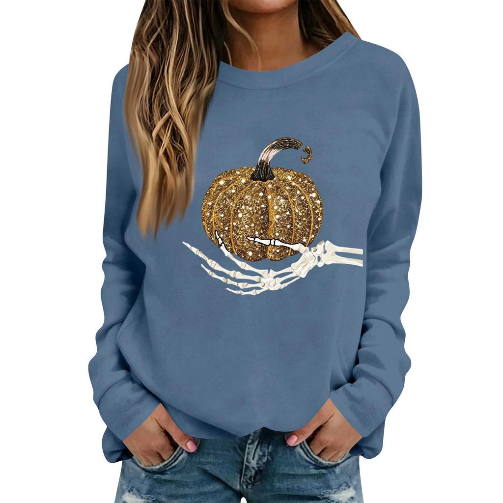 Women's Halloween Print Long Sleeve Neck Casual Top