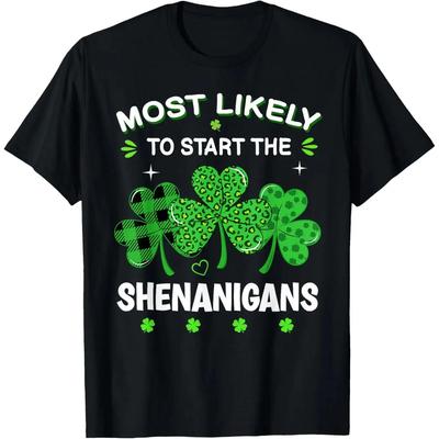 St Patricks Day Shamrock Celebration T Shirt Women Men with Leopard Irish Design