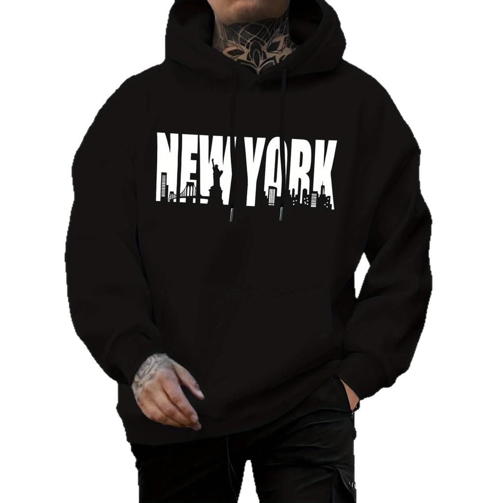 Fleece casual sportswear hooded sweater two-piece casual suit men's loose