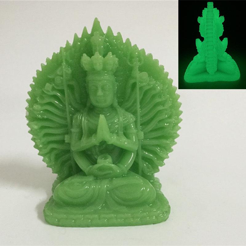 Bronzová barva Tisícruký Guan Yin Buddha Socha Ornamenty Pryskyřice Čínská Kwan Yin Buddha Socha Figurky Domácí dekorace
