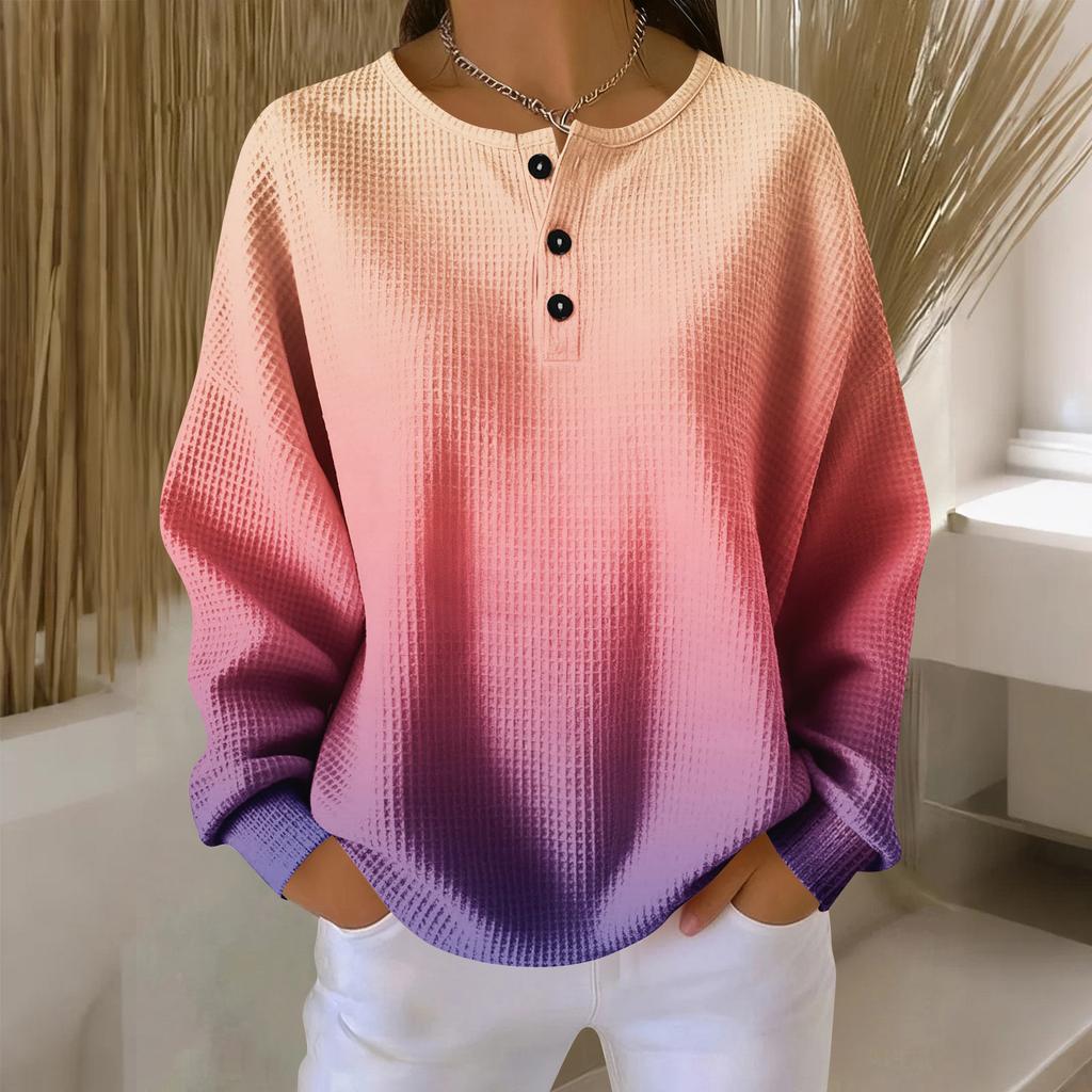 Women's Casual Shirts Long Sleeve Tops Button Up V Neck Loose Knit Fall Favorites For Women