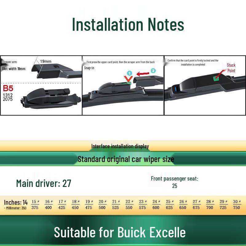Frameless Silent Wiper Blades for Buick Excelle/XT/GT