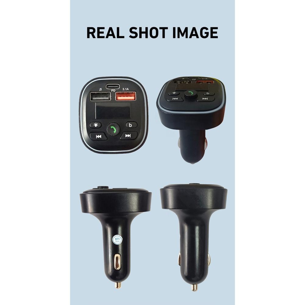 Wireless Car MP3 Player FM Transmitter with Hands Calling and USB C Fast Charging Dual USB Car Charger for 12 Volt Cars