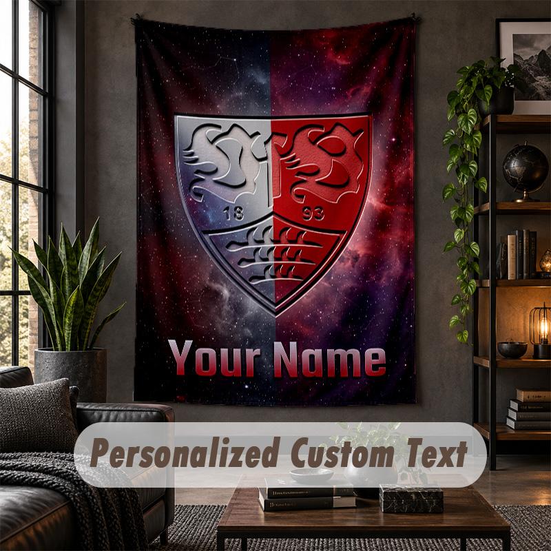 Personalized Wall Tapestry,VfB Stuttgart FC Custom Text, Soft Fabric Wall Art For Indoor Decoration