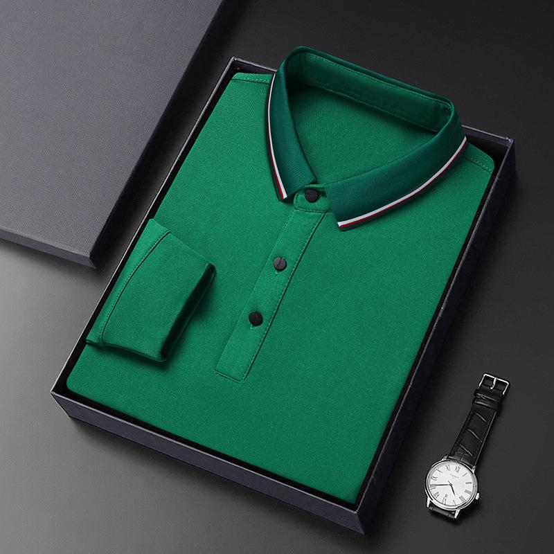 

Рубашка поло с длинными рукавами, весна и осень, новые мужские свободные топы для пап среднего возраста, мужская повседневная футболка с лацканами 4XL