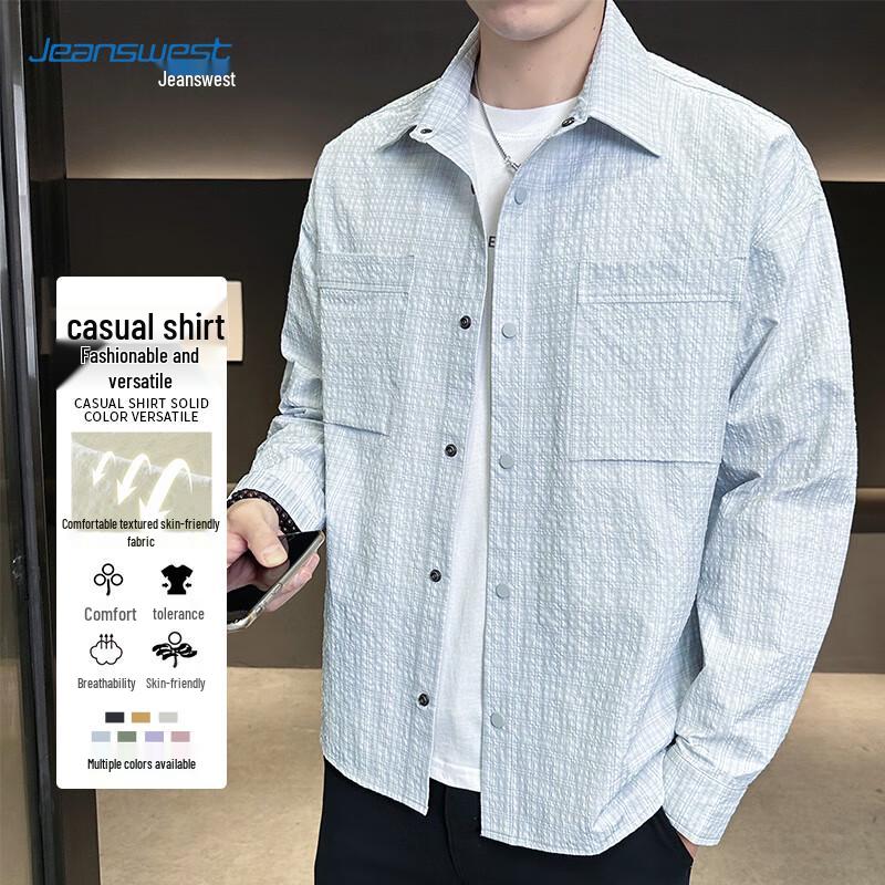 

JEANSWEST Men s Loose Fit Long-Sleeve Shirt Jacket L