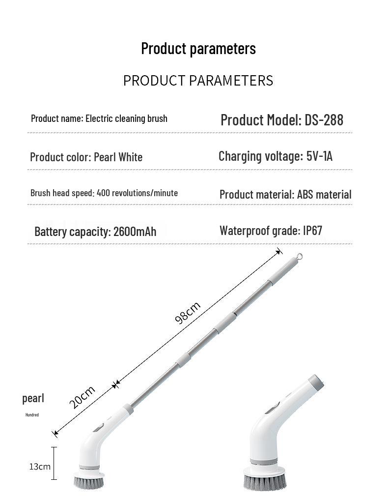 Electric Multi-functional Cleaning Brush with LCD & Retractable Handle for Fish Tanks, Kitchens, and Bathrooms