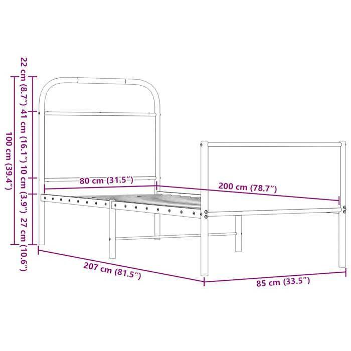 VidaXL Cadre de lit sans matelas 80x200cm chêne marron bois ingénierie 4100491