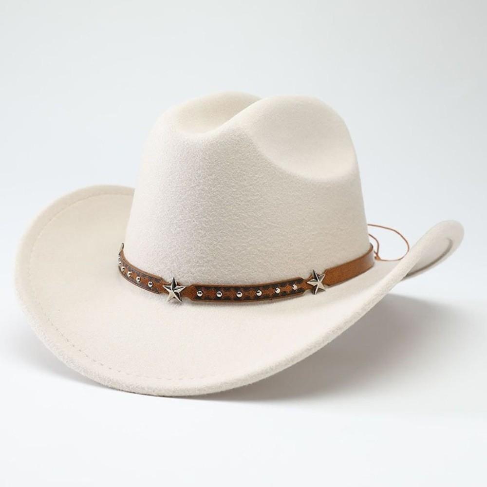 Cintura con Testa di Stella Cappello da Cowboy Occidentale Cappellino da Cowgirl in Feltro Cappello da Sole Fedora Jazz Cappelli Donna