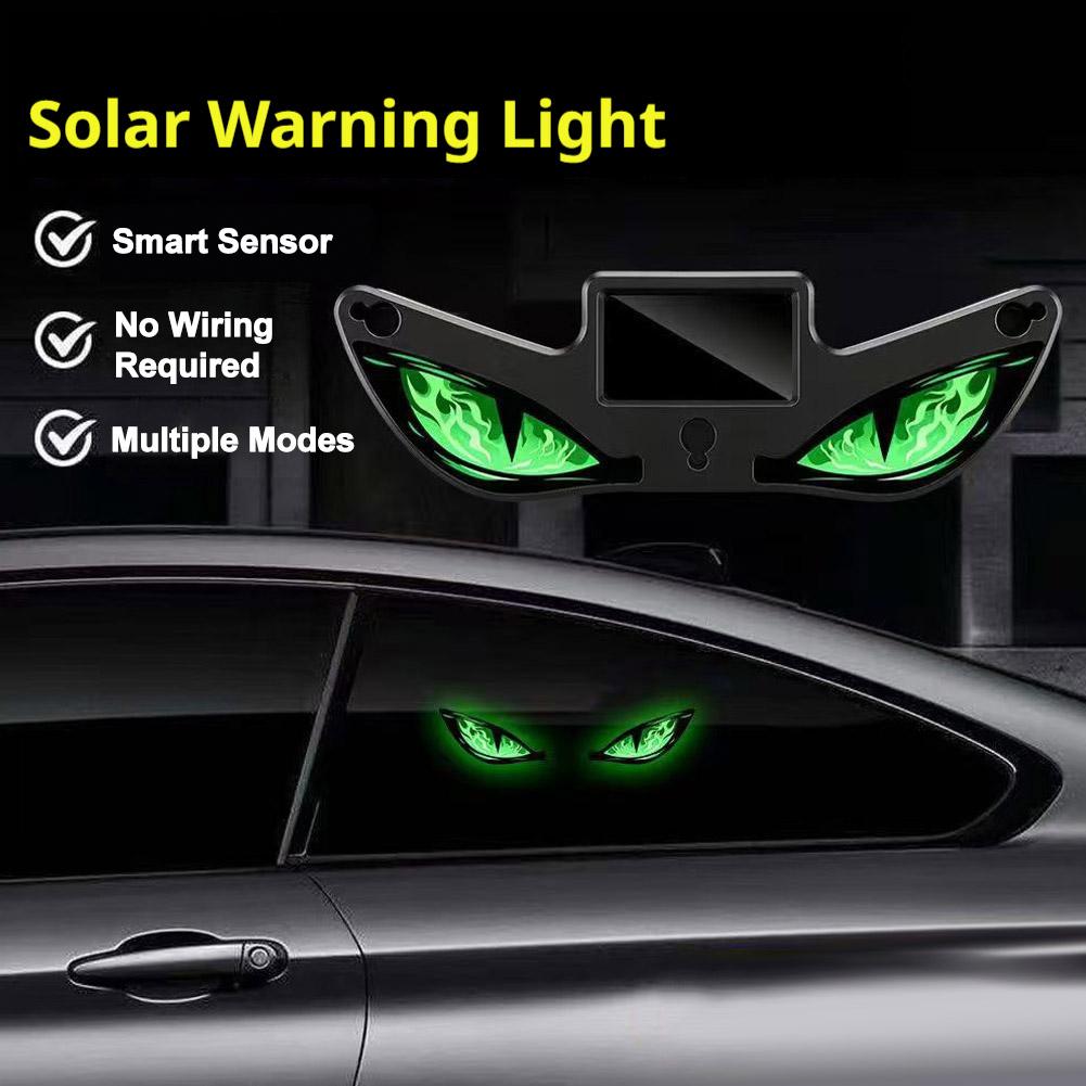Solar Devil Eyes LED Car Window Light Wireless No Drill Solar Powered Demon Eyes Warning Lights for Cars/ Trucks/SUV/RV/Vans Neon Lights 4
