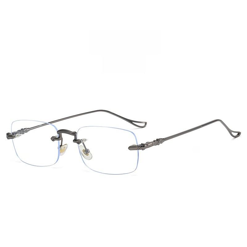Minimalist Metal Square Eyeglasses With Blue Light Blocking For Adults
