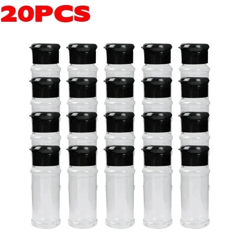 Portable Spice Jar with Shaker Lid Clear Plastic Seasoning Bottle Set BBQ Camping Salt Pepper Shaker Kitchen Gadget Food Trucks