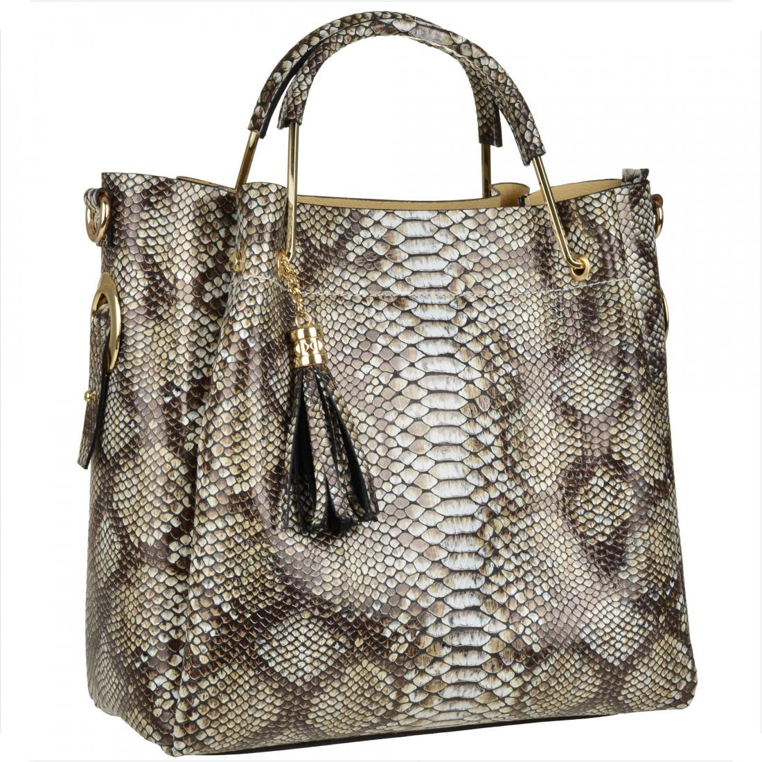 Vezze brown snake pattern leather shopper