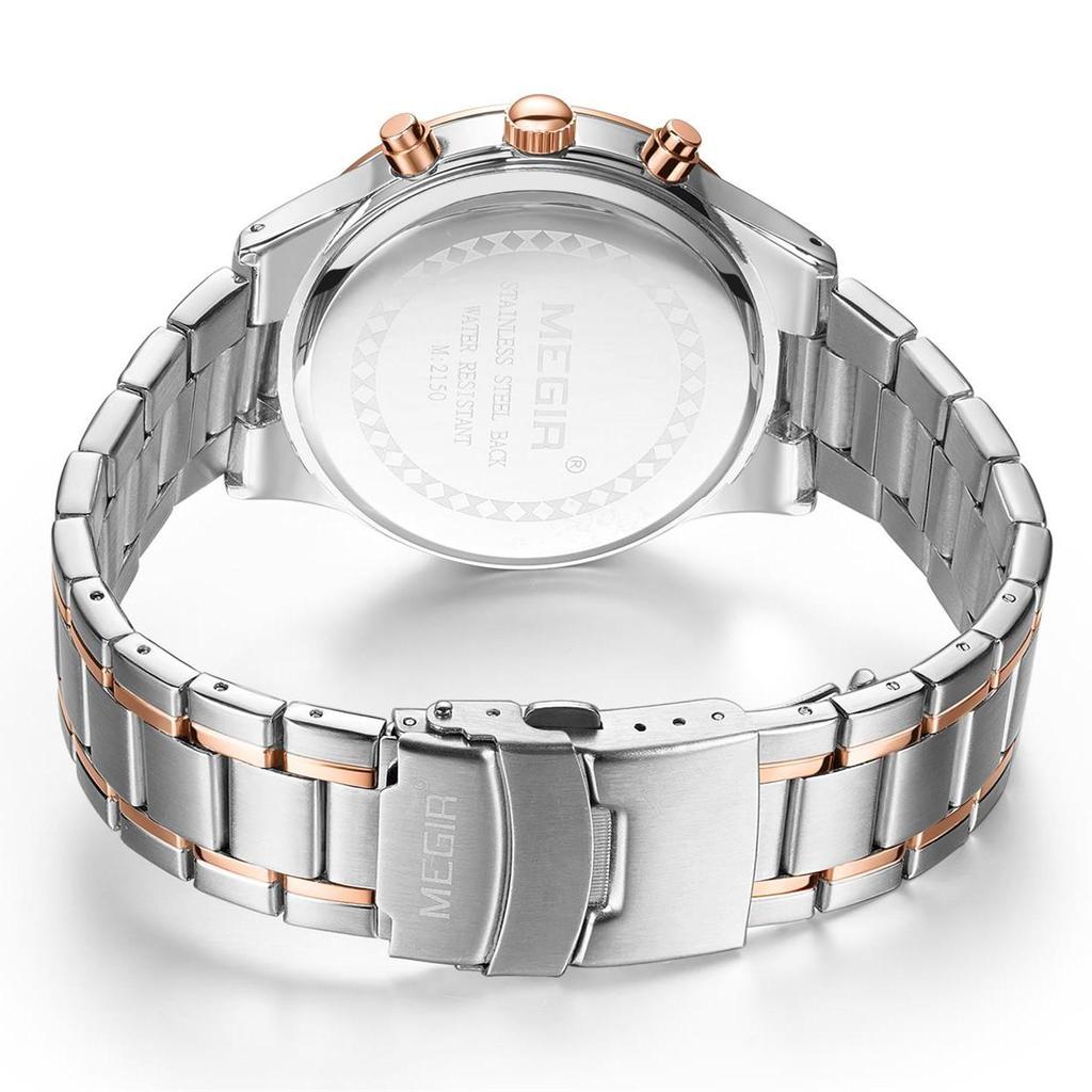 MEGIR Luxury Business Quartz Watch for Men Stainless Steel Strap Luminous Date Waterproof Male Casual Wristwatch Chronograph Clock 2150