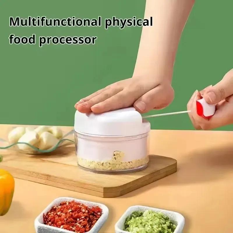 2024 Manual Mini Food Garlic Chopper Hand Pull Blender Vegetable Mincer Crusher Grinder Tools Portable Garlic Press Kitchen Gadgets for