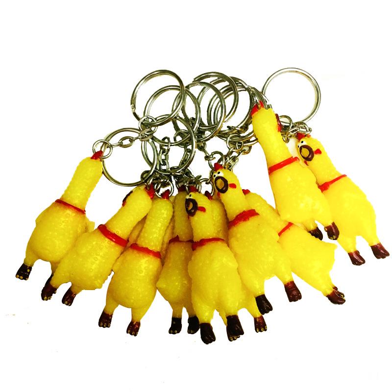 Creative Silicone Screaming Chicken Keychain: Cute Cartoon Chicken Ornament Bead Chain жёлтый