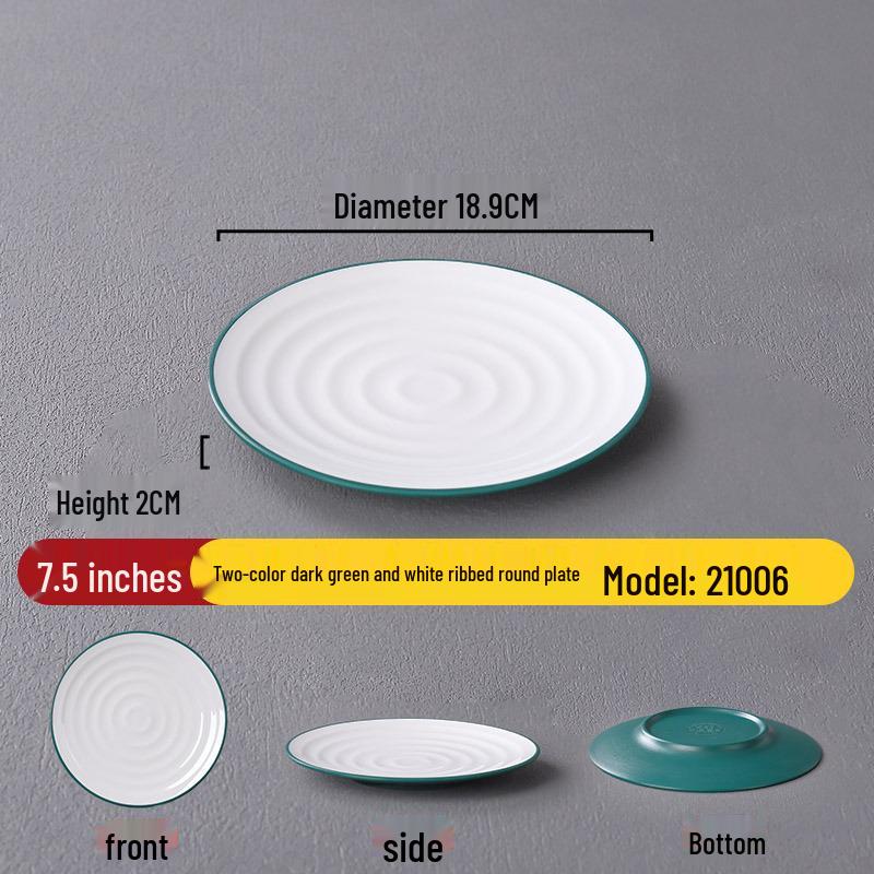 Nordic Melamine Two-Tone Steak Plate - Round, Creative, Buffet-Style for Commercial Use