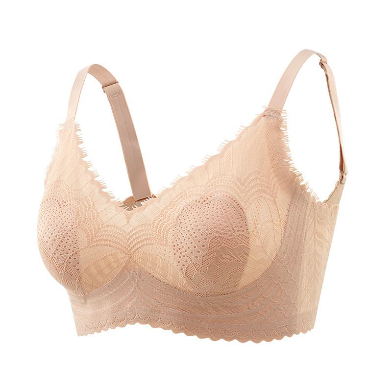 White Floral Lace Comfort Wireless Bra with Adjustable Straps