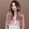 Women's Simulation Wig 60cm Hair Pink and Purple Wig Long Curly Wig Full Headgear Rose Hair Net Headdress Beauty Decoration Wig